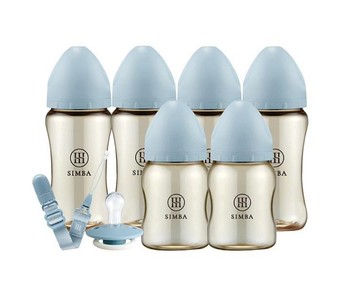 小獅王辛巴 咬咬喝喝進階組！新生起手包(扭扭奶嘴組)(夜光／晨藍) 2532元