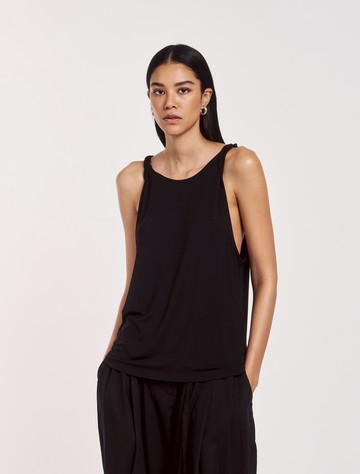 Riley Twist Strap Vest in Black - MicroModal Ninety Percent