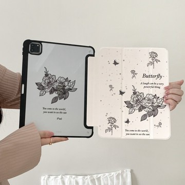 三折潑墨山茶花 平板保護套 iPad 10 Pro 11 Air 7 6 5 4 10.9 mini 6 M5 保護殼
