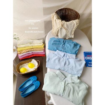 輕盈舒適天絲麻棉柔長袖防曬襯衫外搭女夏慵懶寬松休閑多巴胺襯衣