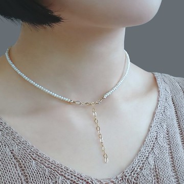 迷你淡水珍珠串 14Kgf 包金 正反兩戴項鍊 Y字鍊 客製長度 百搭