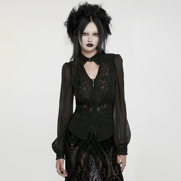 哥德宮廷占卜師暗紋雪紡襯衫