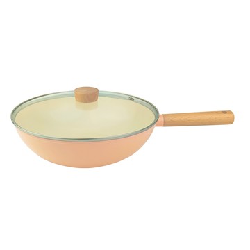 Sweet Orange甜橘系列陶瓷塗層炒鍋30公分+玻璃蓋(噴砂全覆底)