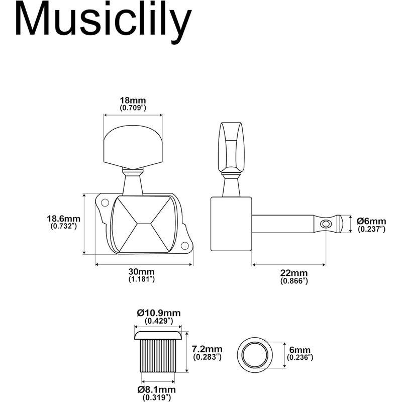 Musiclily Pro 6連 ギター ペグ ストラト テレキャスターエレキギター用、ブラック