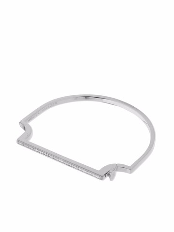 Monica Vinader - Signature Skinny diamond bangle - women - Recycled Silver/White Diamond - S