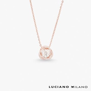 LUCIANO MILANO 玫瑰寄語純銀項鍊(玫瑰金色)
