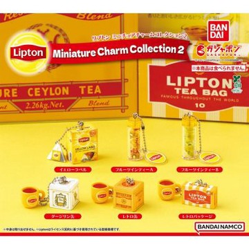 全套6款 日本正版 立頓茶包裝吊飾 P2 扭蛋 轉蛋 茶包 水果茶 鐵盒 Lipton BANDAI 萬代 846458