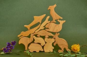 木製澳大利亞動物，木製林地動物，給寶寶的生日禮物