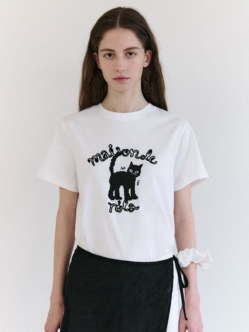 MAISON ROLA CAT FRIENDS T-SHIRT [WHITE]