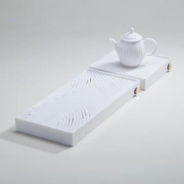 日本新品家用干泡臺托盤景德鎮簡約實用長方形陶瓷儲水茶盤套裝