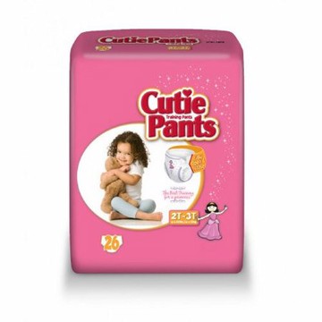 Female Toddler Training Pants Cutie Pants Pull On with Tear Away Seams 2T to 3T Disposable Heavy Abs Pink Princess Case of 104 by First Quality
