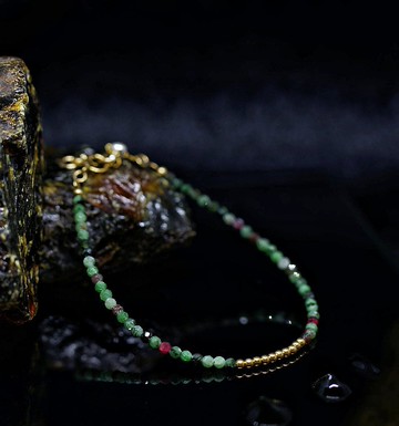 記憶合金水晶手鍊系列 紅綠寳 14K包金 GF 手鍊