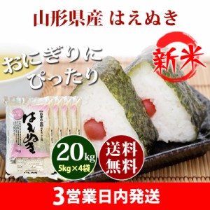 新米 米 20kg 山形県産 はえぬき 5kg×4袋 令和5年産 お米 20kg 送料無料 北海道・沖縄配送不可 クーポン対象 20キロ 安い