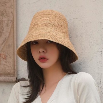 春夏拉菲草復古赫本洋氣直筒草帽長盆帽夏天防曬遮陽度假帽赫本風