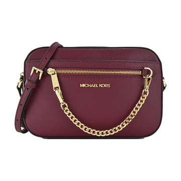 MICHAEL KORS MK掛鍊斜背相機包-大/桑葚紅
