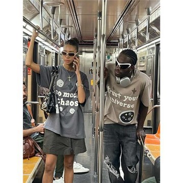 Broken Planet正確發泡印花ins潮牌男女情侶寬松美式高街短袖t恤