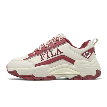 Fila 休閒鞋 Academic 女鞋 米 紅 厚底 增高 皮革 老爹鞋 斐樂 5J939Y122