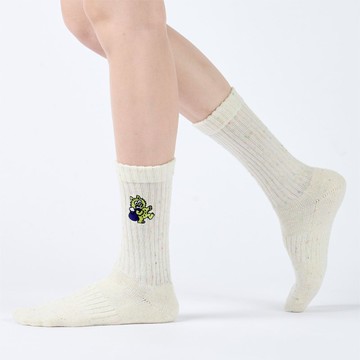 口袋裡的怪獸 中筒襪 - 米(F)