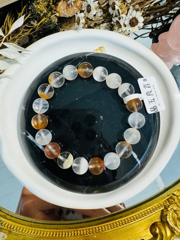 森林系玻璃體半盆彩兔毛水晶10mm27.23g手珠玻璃透A晶體