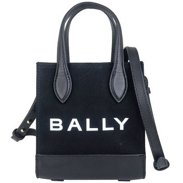 BALLY BAR XS 黑色帆布皮邊直立肩背/手提包