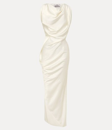Vivienne Westwood Long Fond Dress Fluid Satin Ivory 38 Women