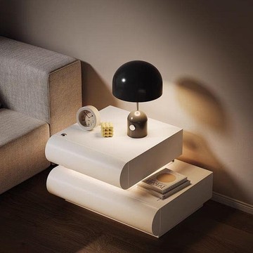 【店長推薦】網紅床頭櫃意式臥室家用皮質極簡新款實木白色收納床