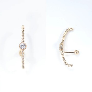 14K C type CZ Piercing C型鎖珠耳環 (單個)耳骨 耳窩 不退色