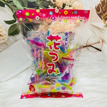 日本 津山屋 花賞 綜合軟糖 寒天軟糖 185g 水果軟糖 三角包 草莓 葡萄柚 葡萄 哈密瓜 萊姆