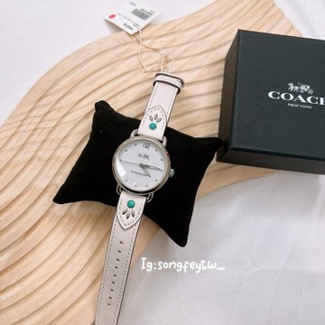 美國代購 台灣現貨 Coach 限定款皮錶帶女錶 14502702【送禮精選★APP下單點數4倍送】