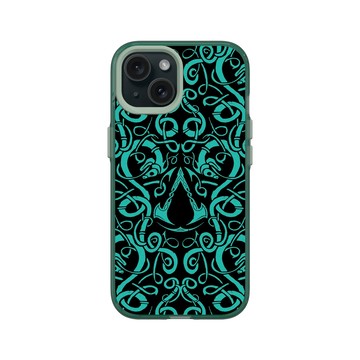 iPhone 15 Clear 憂墨綠 - Assassin's Creed - Valhalla - Viking Pattern