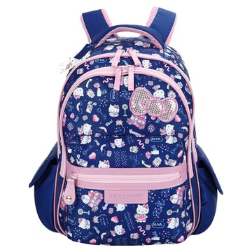 Hello Kitty 凱蒂貓 平行輸入商品 滿版印花小學生後背書包 1-3年級適用  深藍色  38 x 29 x 12.7cm