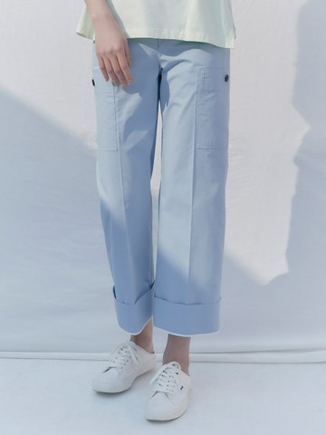 Semi Wide Turn-up Pants _Blue