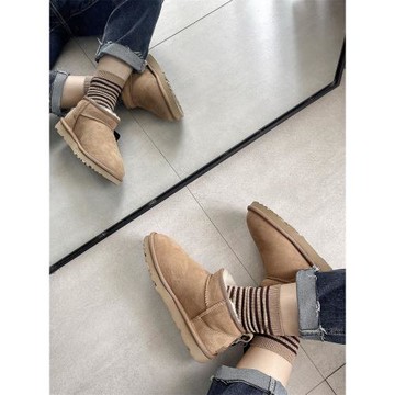 KHΗUGG雪地靴女周冬雨同款 短筒靴皮毛一體厚底休閑百搭KHΗUGG