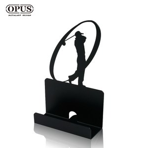 OPUS 歐式鐵藝名片座/名片架/商務名片盒(揮桿擊球_黑)