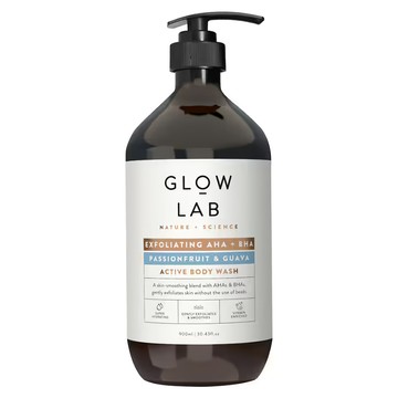 GLOW LAB 百香果和番石榴沐浴露 AHA+BHA活性去角質 深層滋養 溫和親膚 全家適用  900ml  1瓶