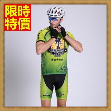 自行車衣套裝含短袖單車服+單車褲-速乾抗菌緊身男運動服69u46【獨家進口】【米蘭精品】