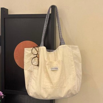 『臺灣出貨』ins風韓繫條紋雙面托特包女式大容量時尚文藝休閒百搭通勤單肩包✨好物甄選