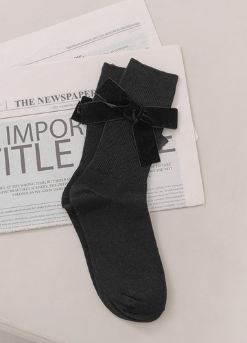 黑色蝶結小短襪