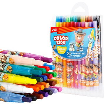 得力Deli COLOR KIDS旋轉蠟筆/EC223-24/24色