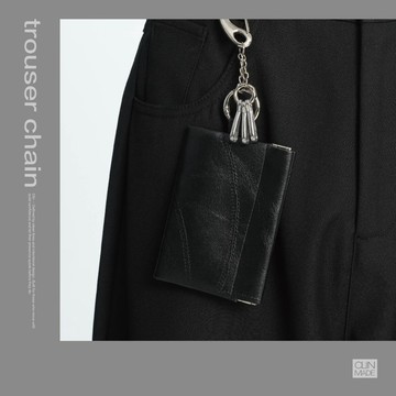 【CLIN】K019 「現貨速發」皮革 零錢袋 素面 黑色 腰間掛飾 褲鏈