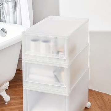 Fits 35面寬單層抽屜收納箱-高20CM-3入-多色可選 典雅白