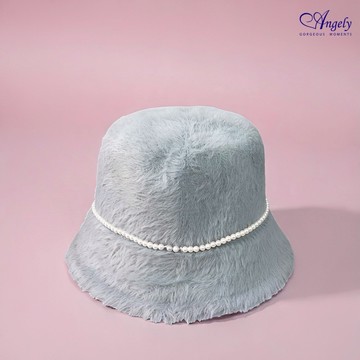 [快速出貨] 【Angely】韓系柔霧灰珍珠毛帽｜毛帽  帽子 冬天保暖 生日禮物 情人禮物 女生禮物 女友禮物  禮物推薦