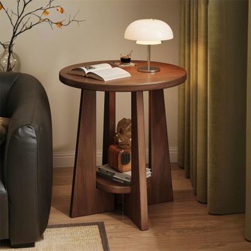 【匠俱】邊几40*40*50cm(臥室實木小圓桌 輕奢陽台小桌子 客廳家用茶几 沙發小茶桌)