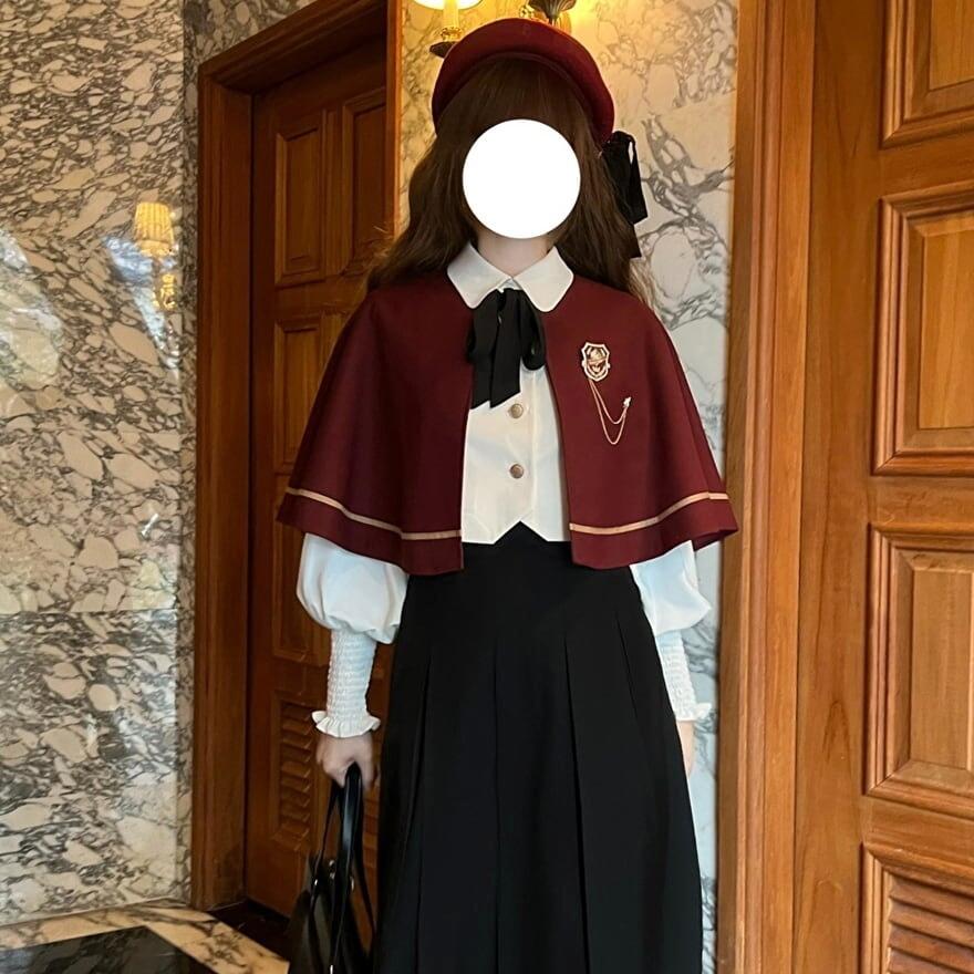 ゴスロリ系 マント ショート 学園服 制服 JK クラロリ レトロ 甘め