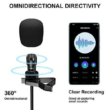 Aokeo Professional Lavalier Lapel Microphone Omnidirectional Condenser Mic for iPhone Android Smartphone, Recording Mic for YouTube, Intervi