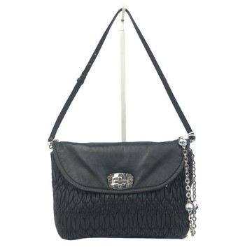 miu miu黑色羊皮壓紋鍊條腋下包