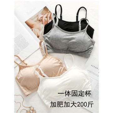 大碼內衣女固定不跑杯200斤薄款背心一體美背胖mm無鋼圈舒適文胸