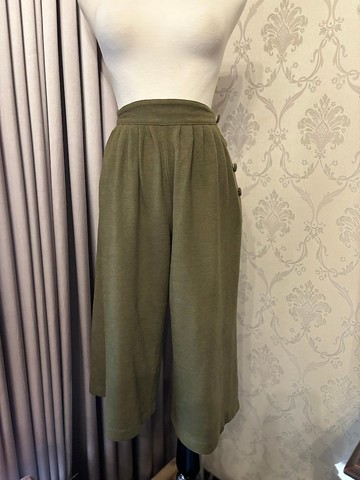 橄欖綠側邊扣古著寬褲日本製