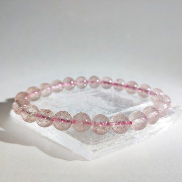 【訂製品】草莓晶 白水體 士多啤梨晶 手串 6-10mm 天然水晶