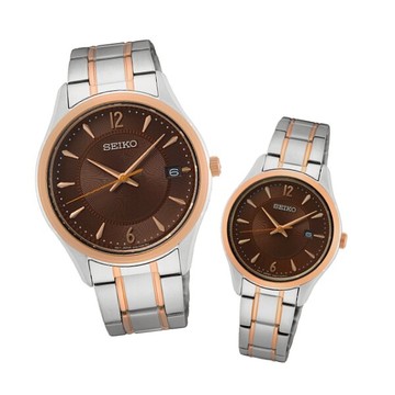 seiko SK037精工 SK037 6N52-00D0B+6N22-00N0B CS系列經典簡約對錶 / 咖啡色 39.4+29.9mm｜樂天全館特惠中★指定刷卡回饋10%